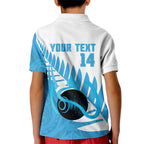 New Zealand Lawn Bowls Prostate Cancer Custom Kid Polo Shirt Aotearoa Maori Silver Fern Blue Ribbon - Aussie Hoodie