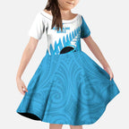 New Zealand Lawn Bowls Prostate Cancer Custom Kid Short Sleeve Dress Aotearoa Maori Silver Fern Blue Ribbon - Aussie Hoodie