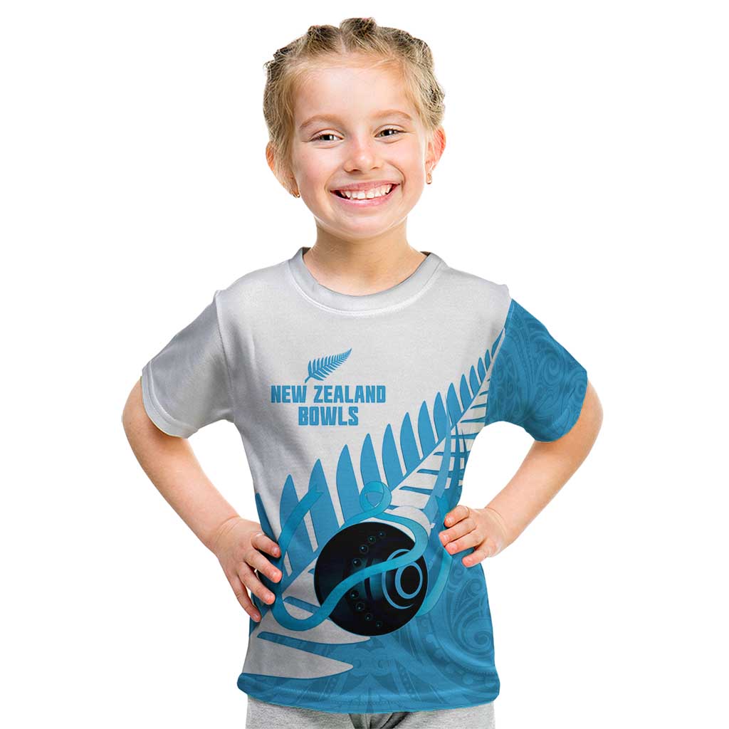 New Zealand Lawn Bowls Prostate Cancer Custom Kid T Shirt Aotearoa Maori Silver Fern Blue Ribbon - Aussie Hoodie