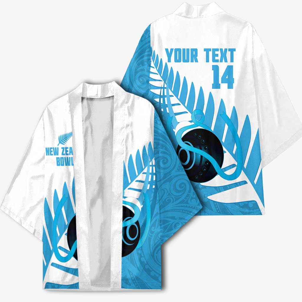 New Zealand Lawn Bowls Prostate Cancer Custom Kimono Aotearoa Maori Silver Fern Blue Ribbon - Aussie Hoodie