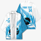 New Zealand Lawn Bowls Prostate Cancer Custom Kimono Aotearoa Maori Silver Fern Blue Ribbon - Aussie Hoodie