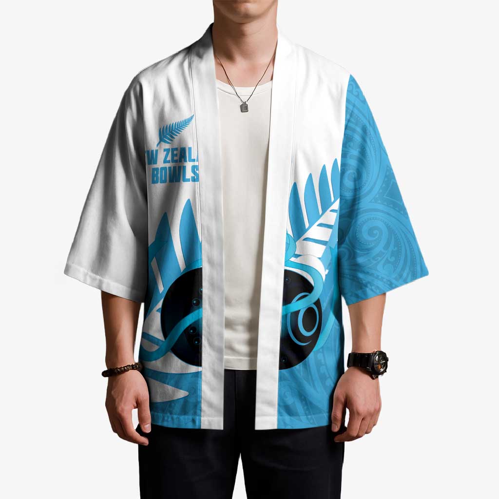 New Zealand Lawn Bowls Prostate Cancer Custom Kimono Aotearoa Maori Silver Fern Blue Ribbon - Aussie Hoodie