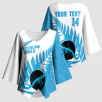 New Zealand Lawn Bowls Prostate Cancer Custom Kimono Sleeve Blouse Aotearoa Maori Silver Fern Blue Ribbon - Aussie Hoodie