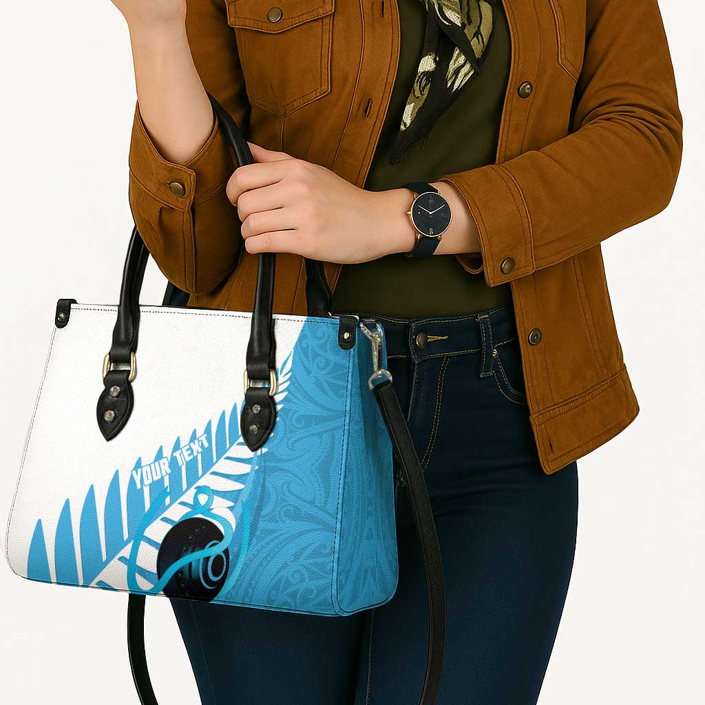 New Zealand Lawn Bowls Prostate Cancer Custom Leather Bag Aotearoa Maori Silver Fern Blue Ribbon - Aussie Hoodie