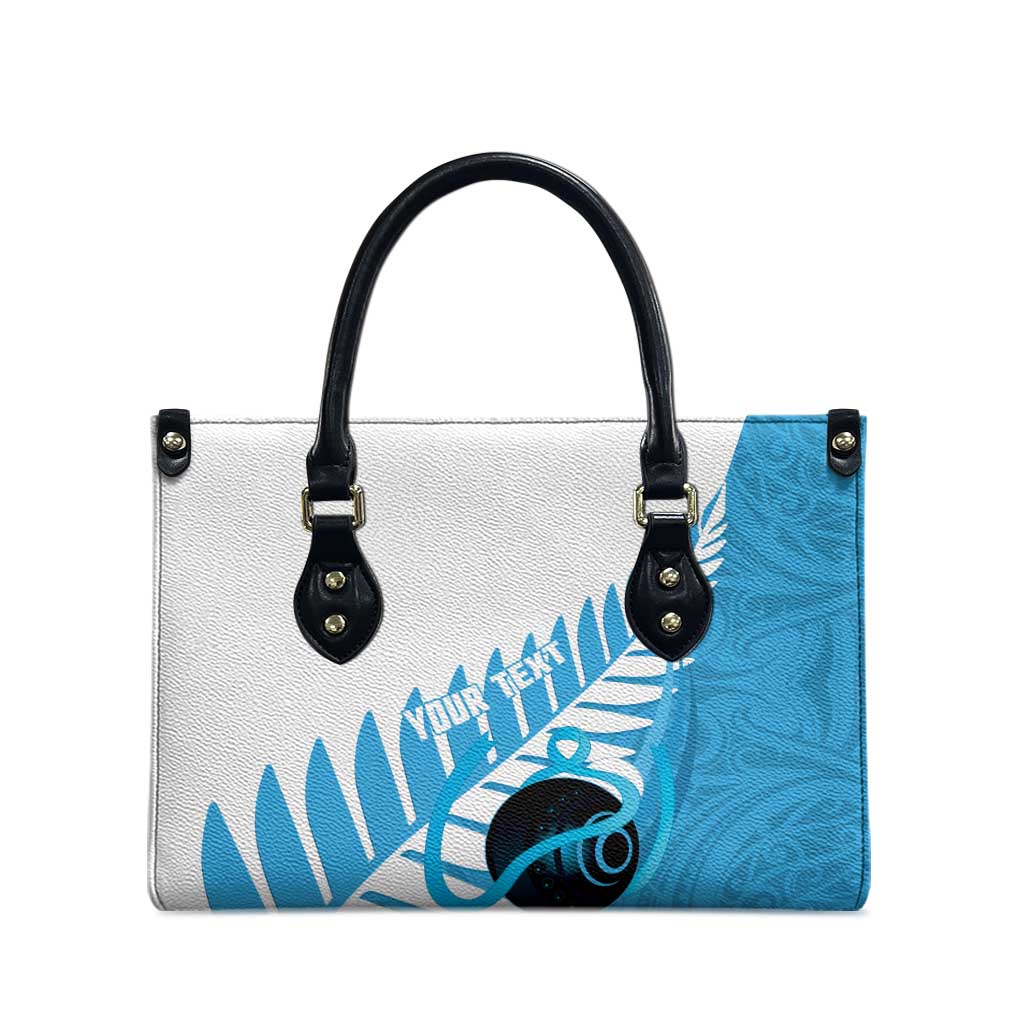 New Zealand Lawn Bowls Prostate Cancer Custom Leather Bag Aotearoa Maori Silver Fern Blue Ribbon - Aussie Hoodie