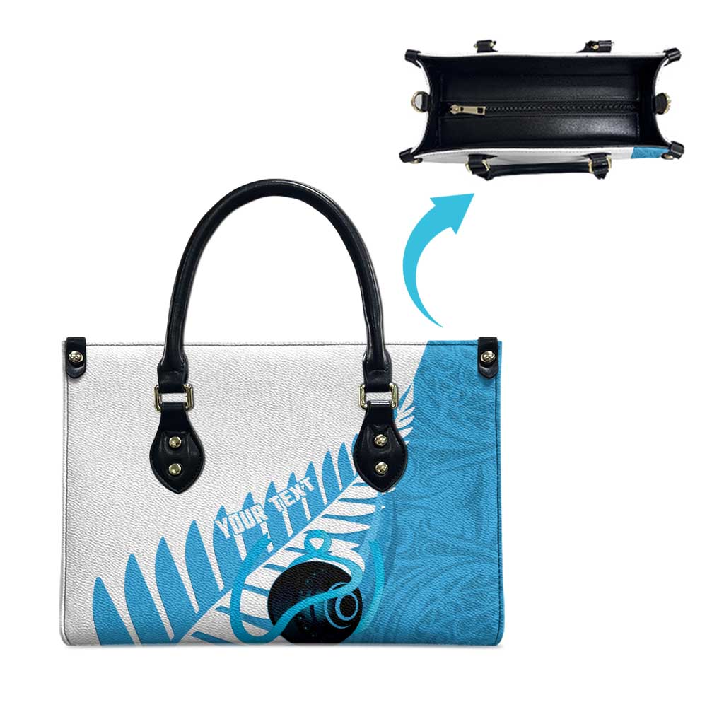 New Zealand Lawn Bowls Prostate Cancer Custom Leather Bag Aotearoa Maori Silver Fern Blue Ribbon - Aussie Hoodie