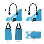 New Zealand Lawn Bowls Prostate Cancer Custom Leather Bag Aotearoa Maori Silver Fern Blue Ribbon - Aussie Hoodie