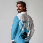 New Zealand Lawn Bowls Prostate Cancer Custom Long Sleeve Polo Shirt Aotearoa Maori Silver Fern Blue Ribbon - Aussie Hoodie