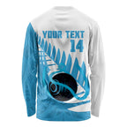 New Zealand Lawn Bowls Prostate Cancer Custom Long Sleeve Shirt Aotearoa Maori Silver Fern Blue Ribbon - Aussie Hoodie