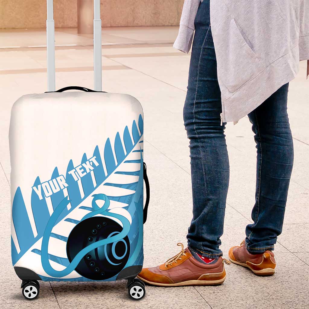 New Zealand Lawn Bowls Prostate Cancer Custom Luggage Cover Aotearoa Maori Silver Fern Blue Ribbon - Aussie Hoodie