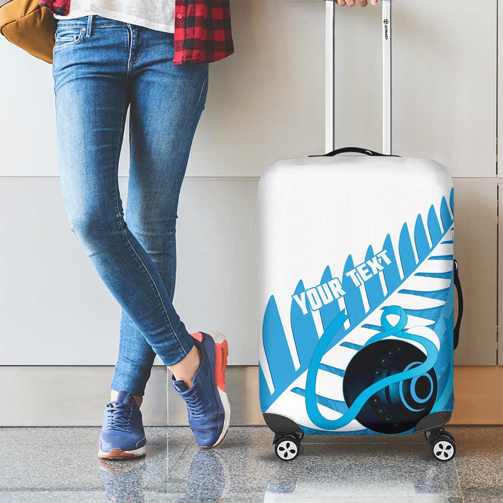 New Zealand Lawn Bowls Prostate Cancer Custom Luggage Cover Aotearoa Maori Silver Fern Blue Ribbon - Aussie Hoodie