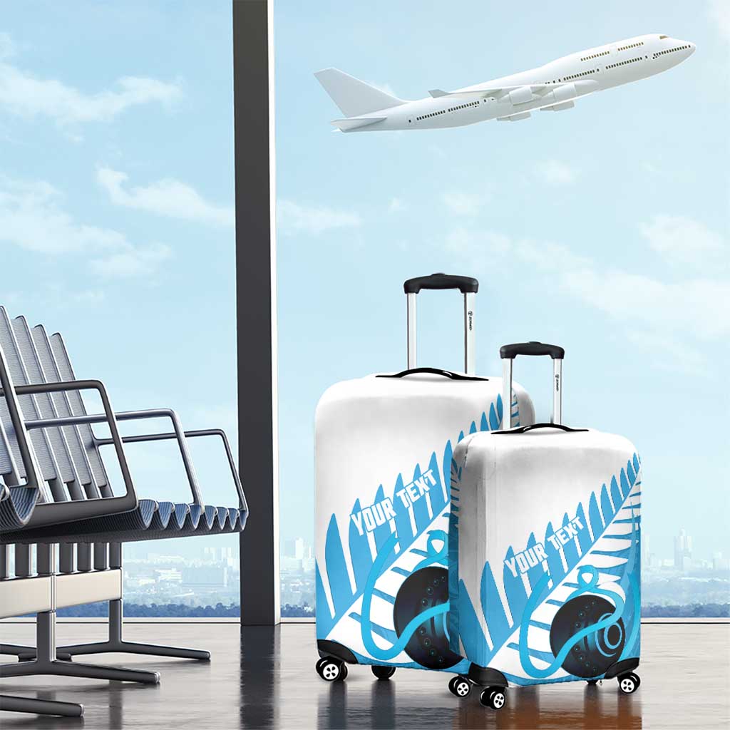New Zealand Lawn Bowls Prostate Cancer Custom Luggage Cover Aotearoa Maori Silver Fern Blue Ribbon - Aussie Hoodie