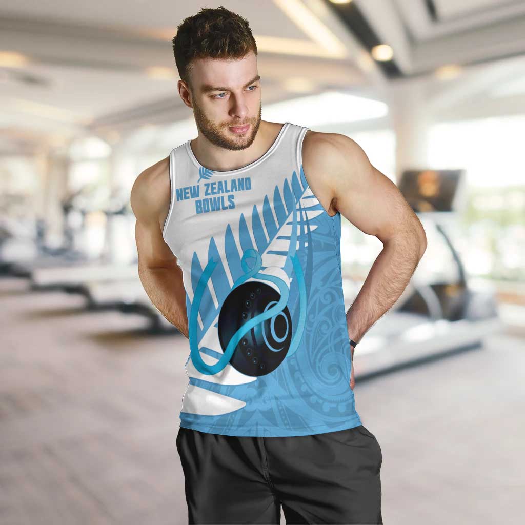 New Zealand Lawn Bowls Prostate Cancer Custom Men Tank Top Aotearoa Maori Silver Fern Blue Ribbon - Aussie Hoodie