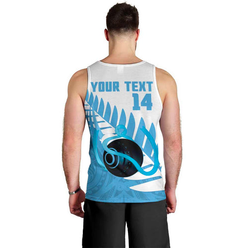 New Zealand Lawn Bowls Prostate Cancer Custom Men Tank Top Aotearoa Maori Silver Fern Blue Ribbon - Aussie Hoodie