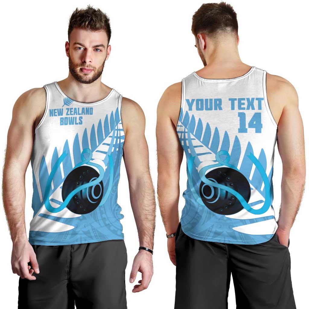 New Zealand Lawn Bowls Prostate Cancer Custom Men Tank Top Aotearoa Maori Silver Fern Blue Ribbon - Aussie Hoodie