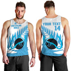New Zealand Lawn Bowls Prostate Cancer Custom Men Tank Top Aotearoa Maori Silver Fern Blue Ribbon - Aussie Hoodie
