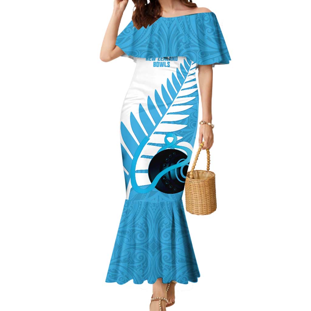 New Zealand Lawn Bowls Prostate Cancer Custom Mermaid Dress Aotearoa Maori Silver Fern Blue Ribbon - Aussie Hoodie