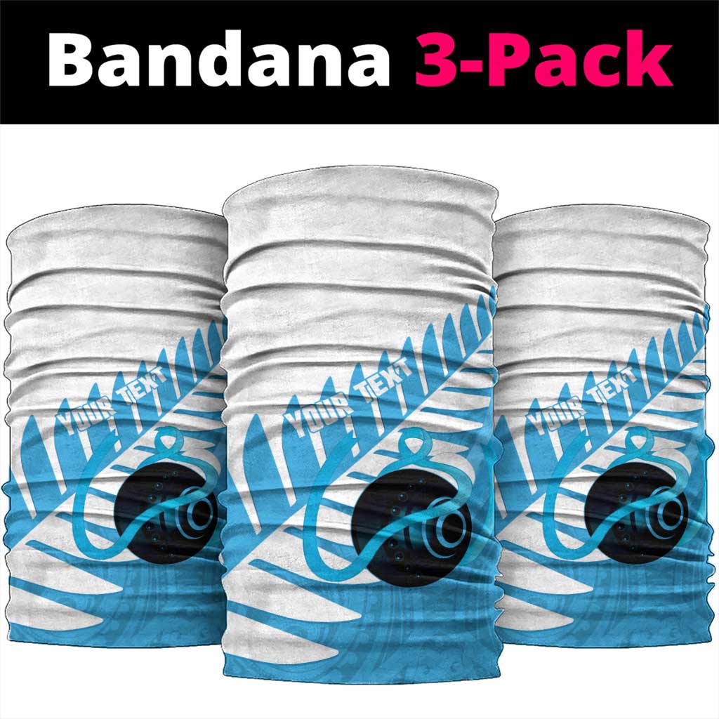 New Zealand Lawn Bowls Prostate Cancer Custom Neck Gaiter Aotearoa Maori Silver Fern Blue Ribbon - Aussie Hoodie