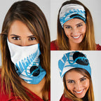 New Zealand Lawn Bowls Prostate Cancer Custom Neck Gaiter Aotearoa Maori Silver Fern Blue Ribbon - Aussie Hoodie