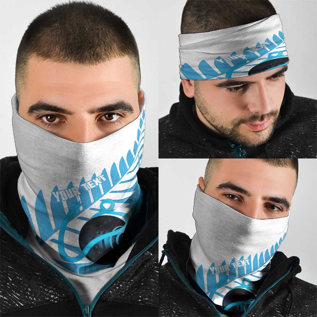New Zealand Lawn Bowls Prostate Cancer Custom Neck Gaiter Aotearoa Maori Silver Fern Blue Ribbon - Aussie Hoodie
