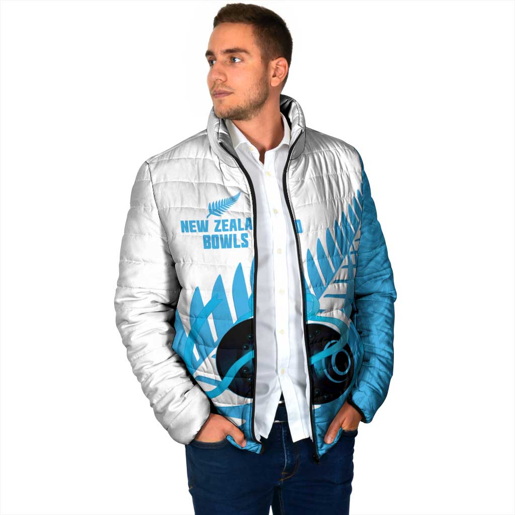 New Zealand Lawn Bowls Prostate Cancer Custom Padded Jacket Aotearoa Maori Silver Fern Blue Ribbon - Aussie Hoodie
