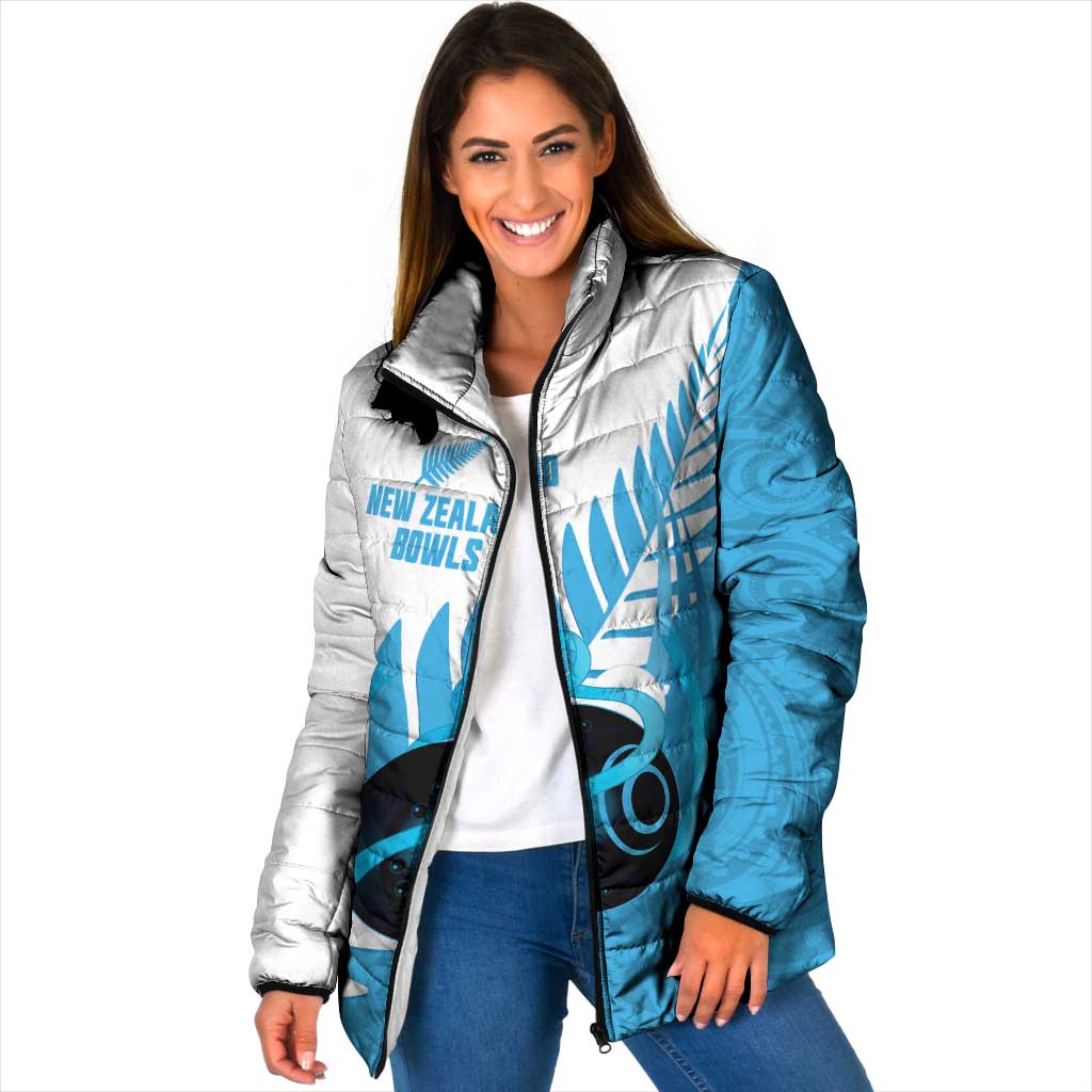 New Zealand Lawn Bowls Prostate Cancer Custom Padded Jacket Aotearoa Maori Silver Fern Blue Ribbon - Aussie Hoodie