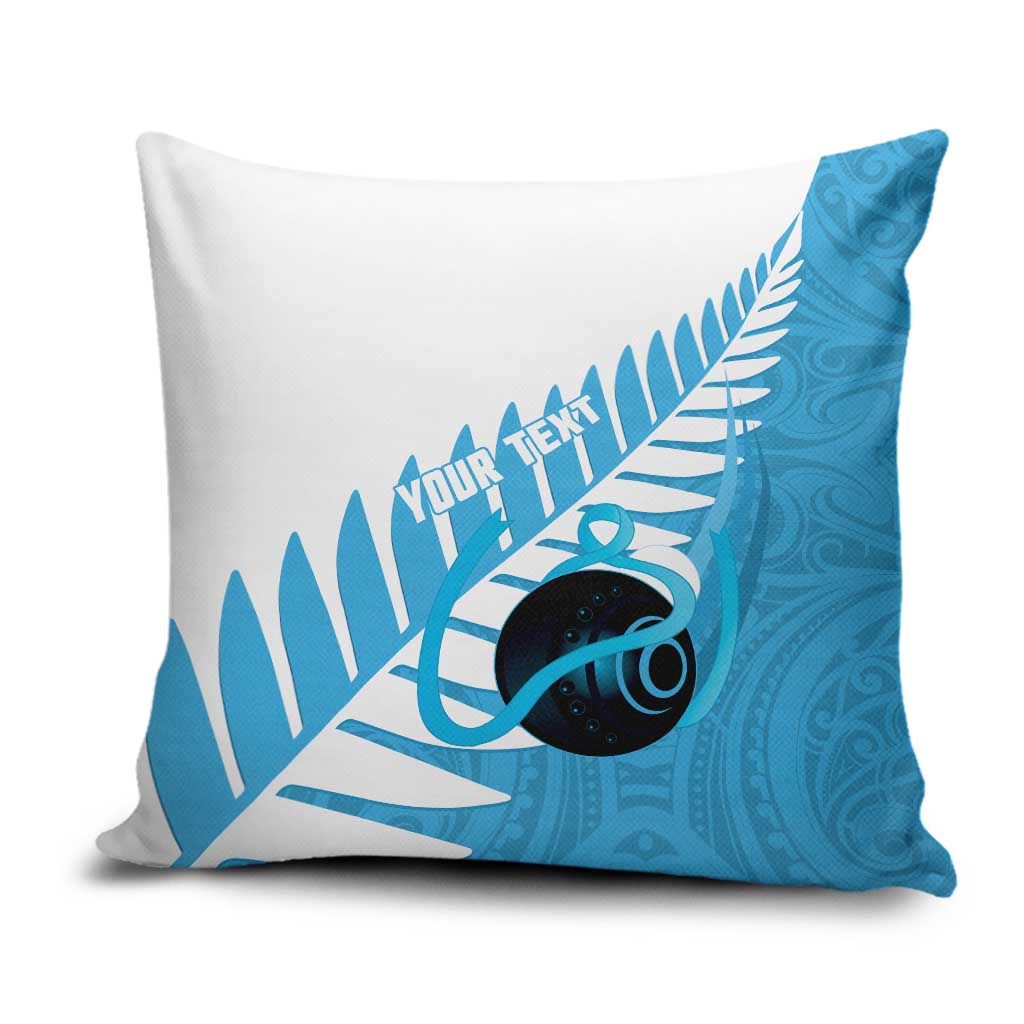 New Zealand Lawn Bowls Prostate Cancer Custom Pillow Cover Aotearoa Maori Silver Fern Blue Ribbon - Aussie Hoodie