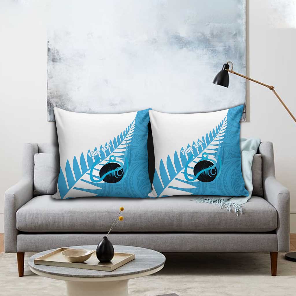 New Zealand Lawn Bowls Prostate Cancer Custom Pillow Cover Aotearoa Maori Silver Fern Blue Ribbon - Aussie Hoodie