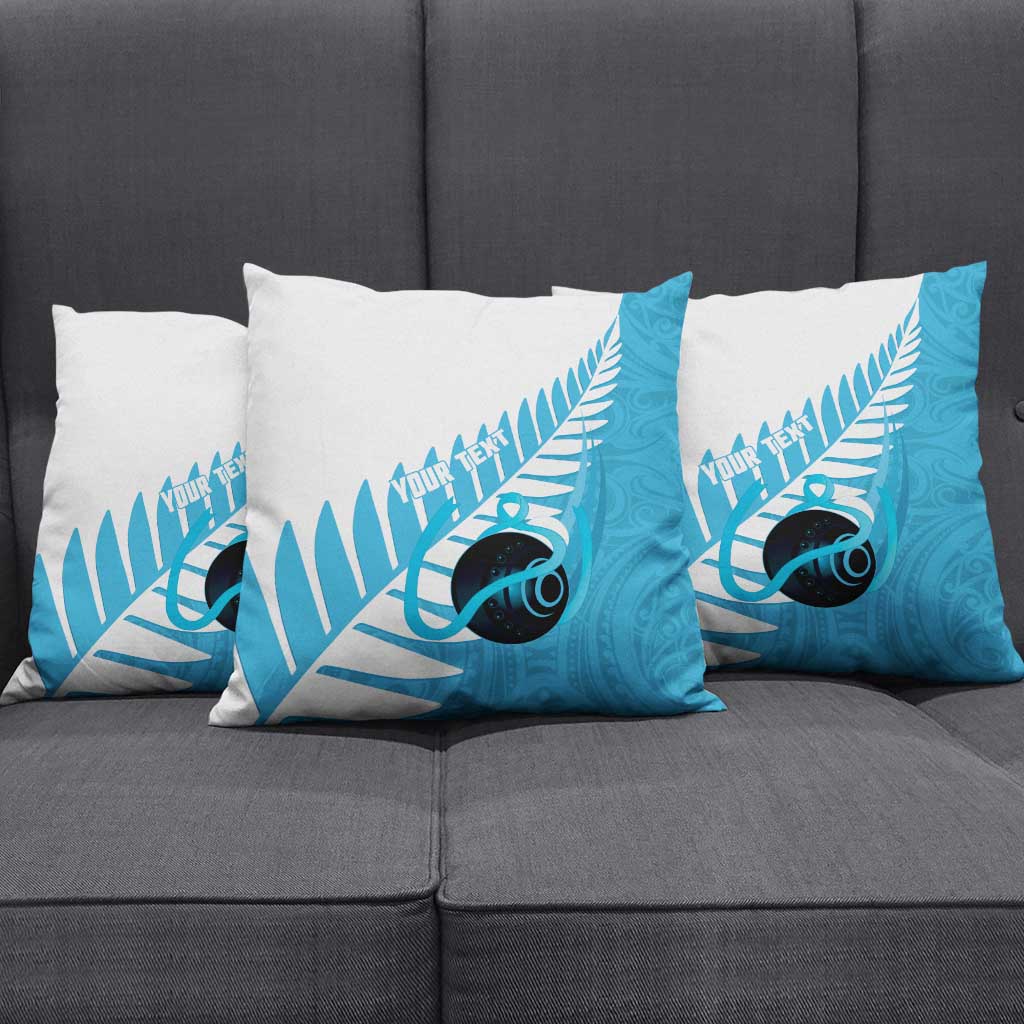 New Zealand Lawn Bowls Prostate Cancer Custom Pillow Cover Aotearoa Maori Silver Fern Blue Ribbon - Aussie Hoodie