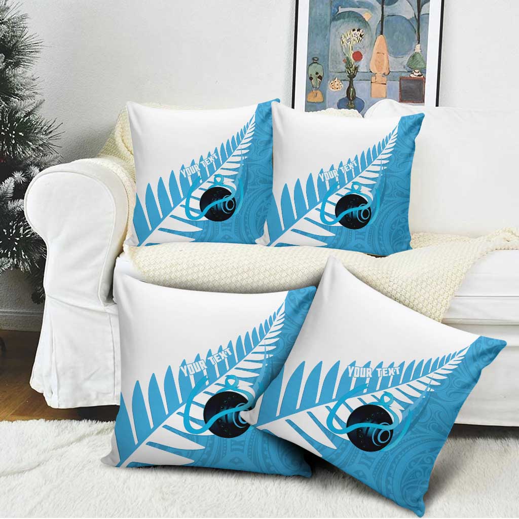 New Zealand Lawn Bowls Prostate Cancer Custom Pillow Cover Aotearoa Maori Silver Fern Blue Ribbon - Aussie Hoodie