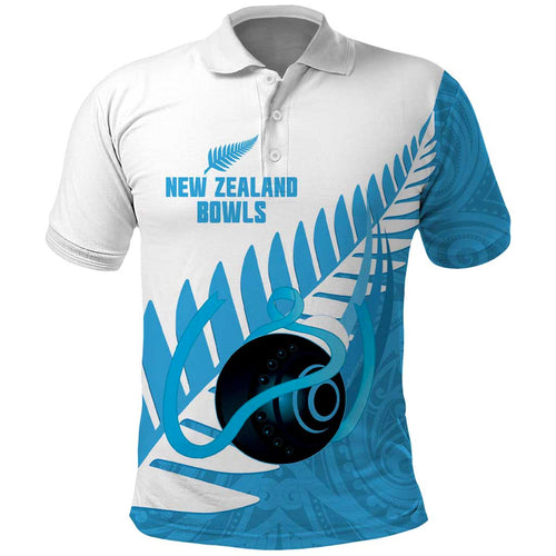 New Zealand Lawn Bowls Prostate Cancer Custom Polo Shirt Aotearoa Maori Silver Fern Blue Ribbon - Aussie Hoodie