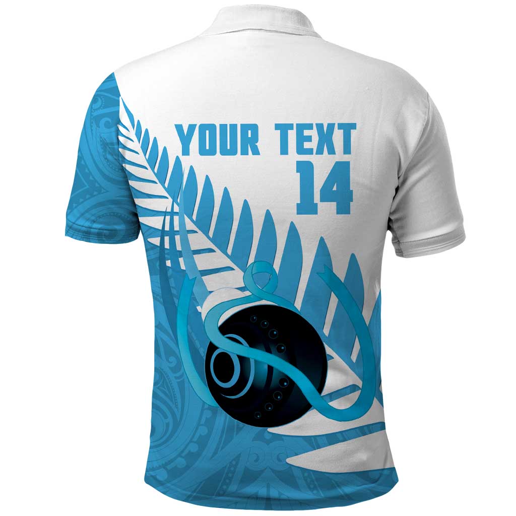 New Zealand Lawn Bowls Prostate Cancer Custom Polo Shirt Aotearoa Maori Silver Fern Blue Ribbon - Aussie Hoodie