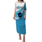 New Zealand Lawn Bowls Prostate Cancer Custom Puletasi Aotearoa Maori Silver Fern Blue Ribbon - Aussie Hoodie