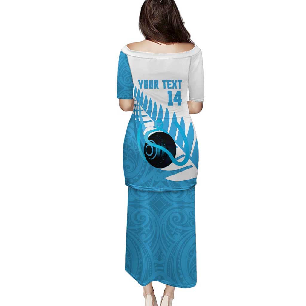 New Zealand Lawn Bowls Prostate Cancer Custom Puletasi Aotearoa Maori Silver Fern Blue Ribbon - Aussie Hoodie