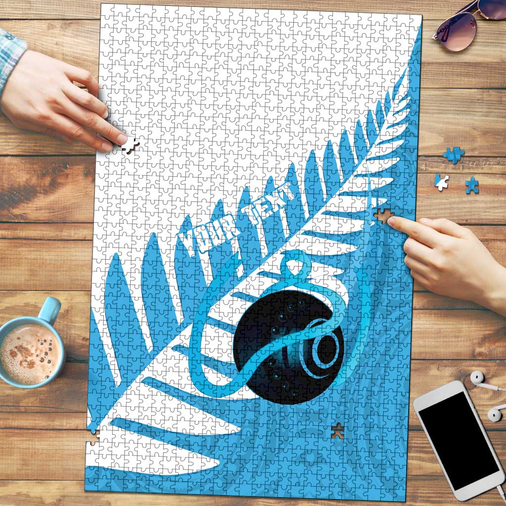 New Zealand Lawn Bowls Prostate Cancer Custom Puzzle Aotearoa Maori Silver Fern Blue Ribbon - Aussie Hoodie