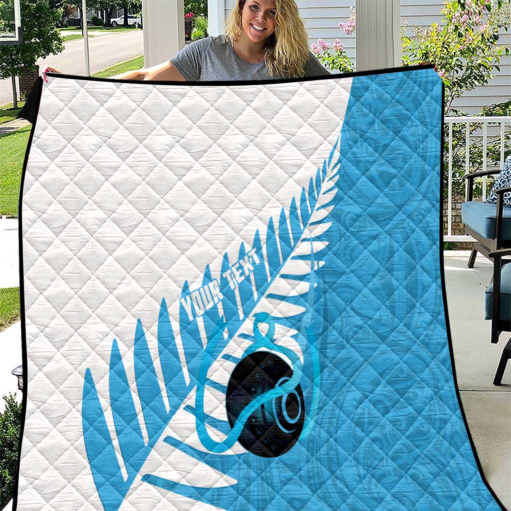 New Zealand Lawn Bowls Prostate Cancer Custom Quilt Aotearoa Maori Silver Fern Blue Ribbon - Aussie Hoodie