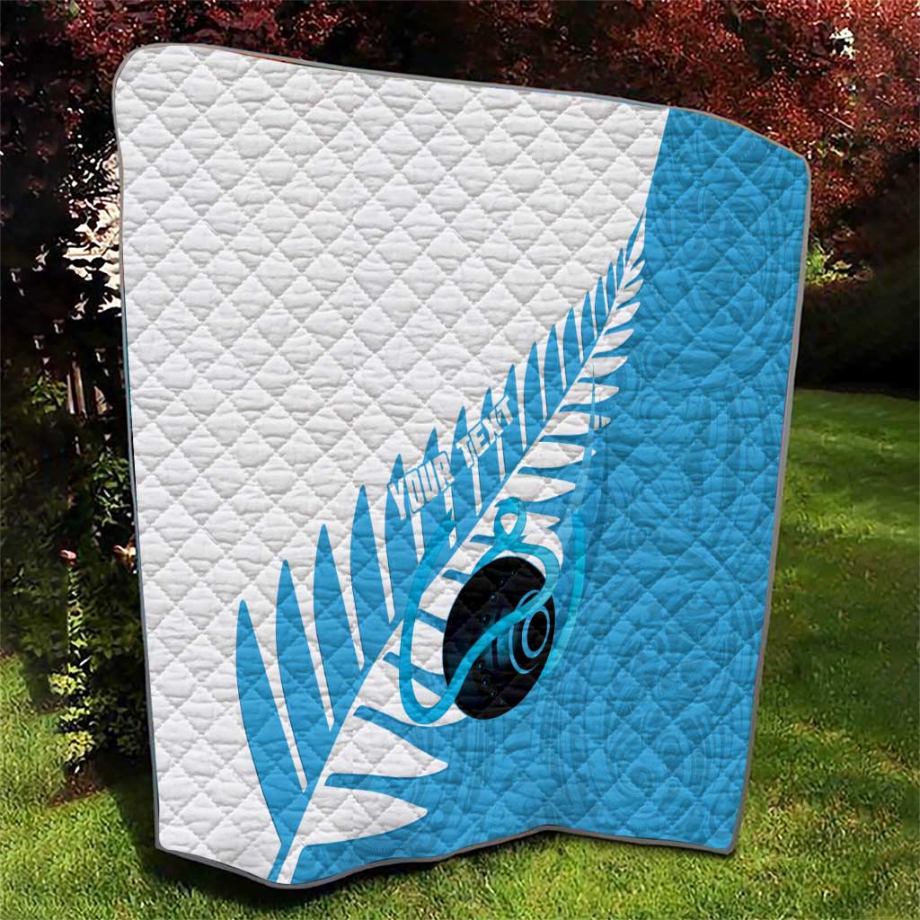 New Zealand Lawn Bowls Prostate Cancer Custom Quilt Aotearoa Maori Silver Fern Blue Ribbon - Aussie Hoodie