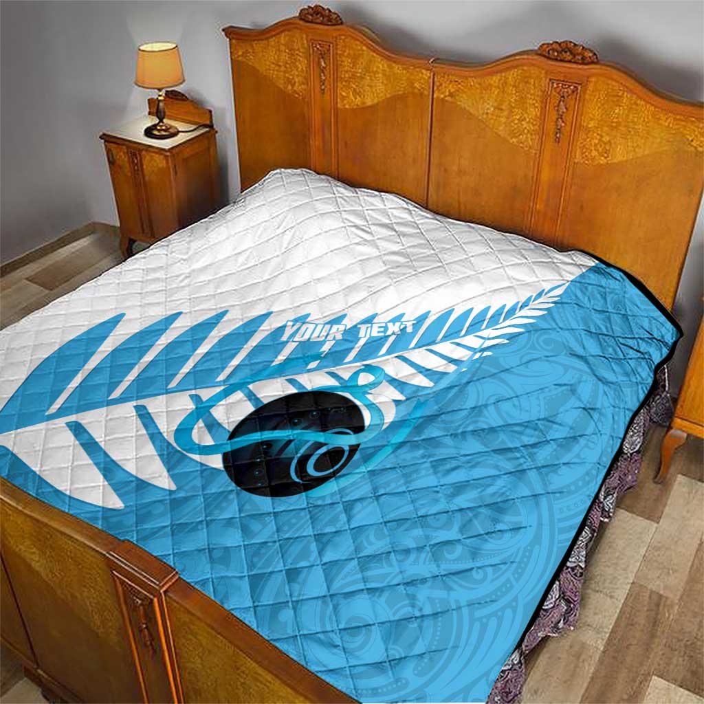 New Zealand Lawn Bowls Prostate Cancer Custom Quilt Aotearoa Maori Silver Fern Blue Ribbon - Aussie Hoodie