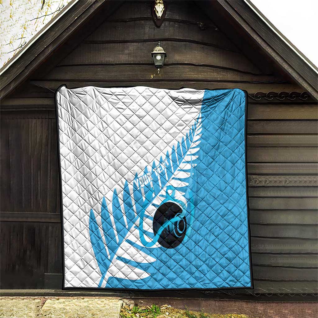 New Zealand Lawn Bowls Prostate Cancer Custom Quilt Aotearoa Maori Silver Fern Blue Ribbon - Aussie Hoodie