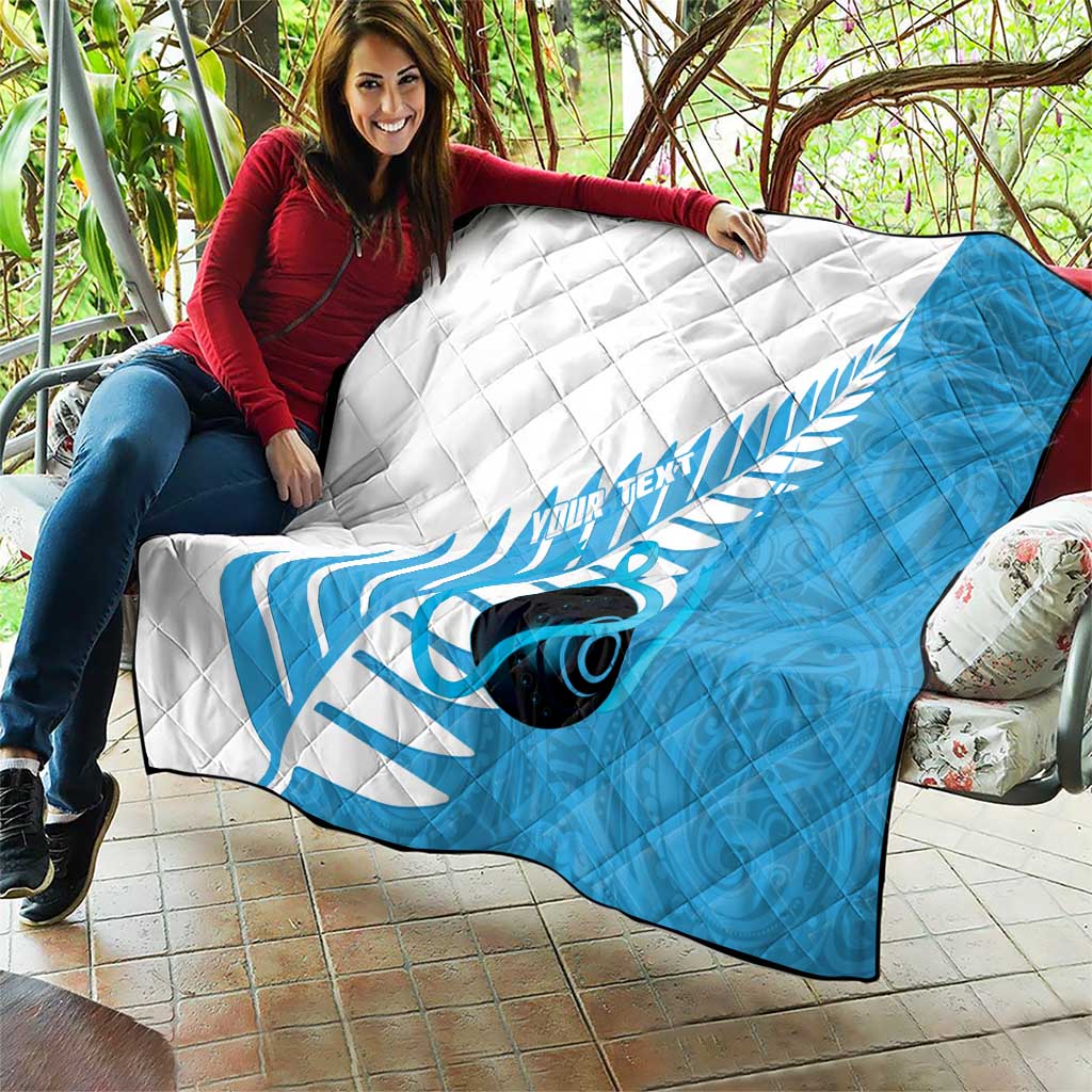 New Zealand Lawn Bowls Prostate Cancer Custom Quilt Aotearoa Maori Silver Fern Blue Ribbon - Aussie Hoodie