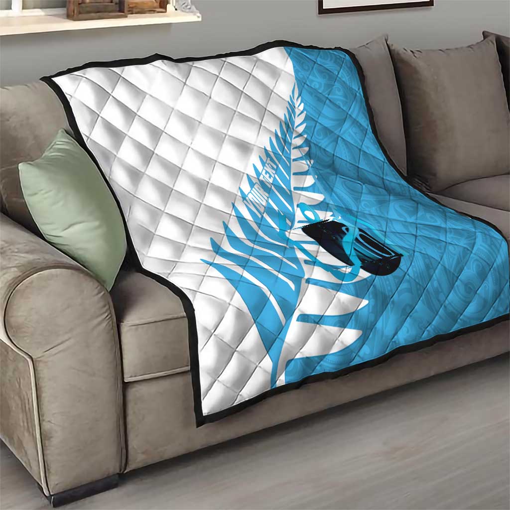 New Zealand Lawn Bowls Prostate Cancer Custom Quilt Aotearoa Maori Silver Fern Blue Ribbon - Aussie Hoodie
