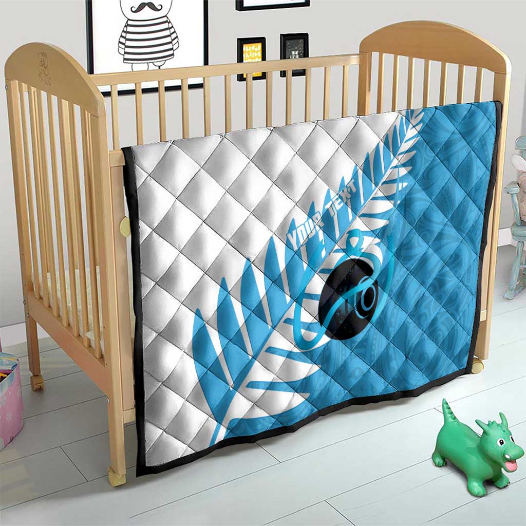 New Zealand Lawn Bowls Prostate Cancer Custom Quilt Aotearoa Maori Silver Fern Blue Ribbon - Aussie Hoodie