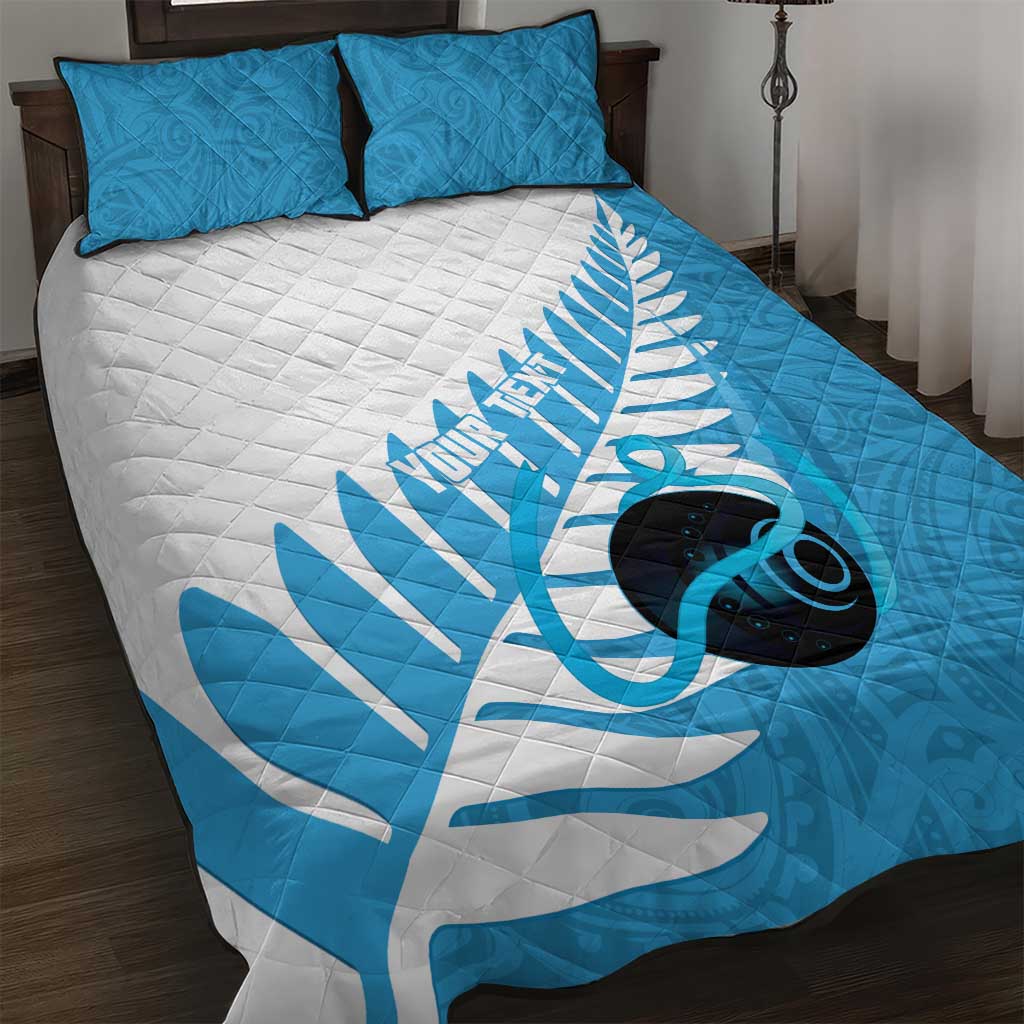 New Zealand Lawn Bowls Prostate Cancer Custom Quilt Bed Set Aotearoa Maori Silver Fern Blue Ribbon - Aussie Hoodie