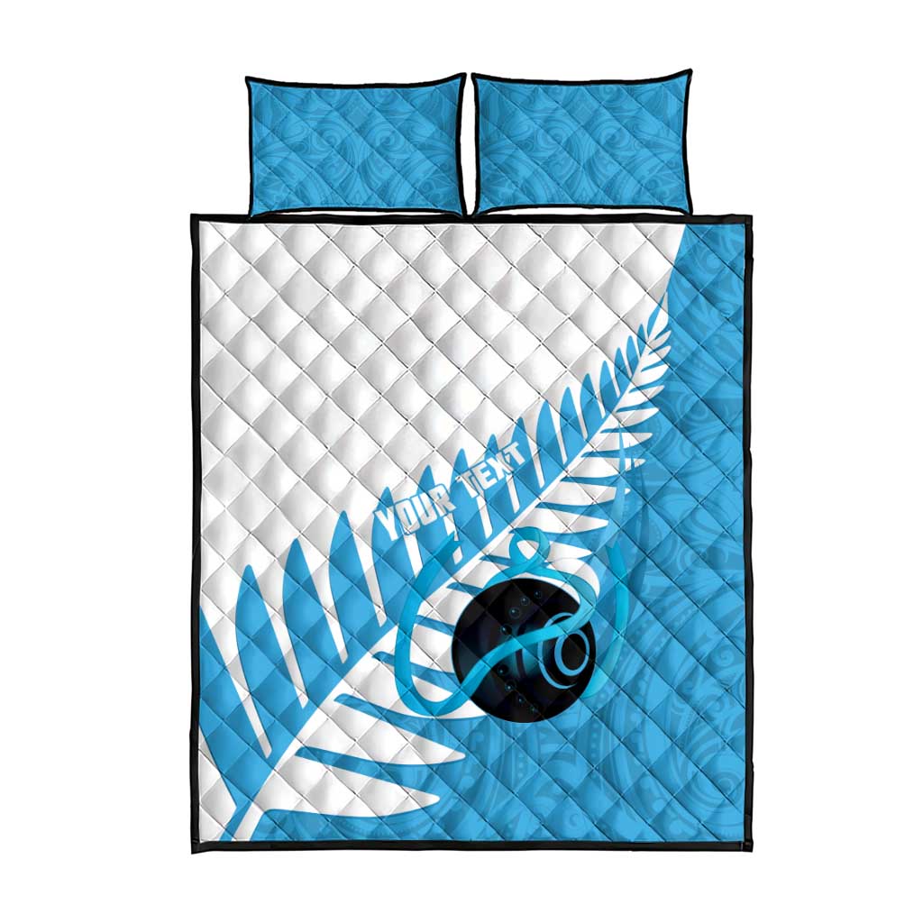 New Zealand Lawn Bowls Prostate Cancer Custom Quilt Bed Set Aotearoa Maori Silver Fern Blue Ribbon - Aussie Hoodie