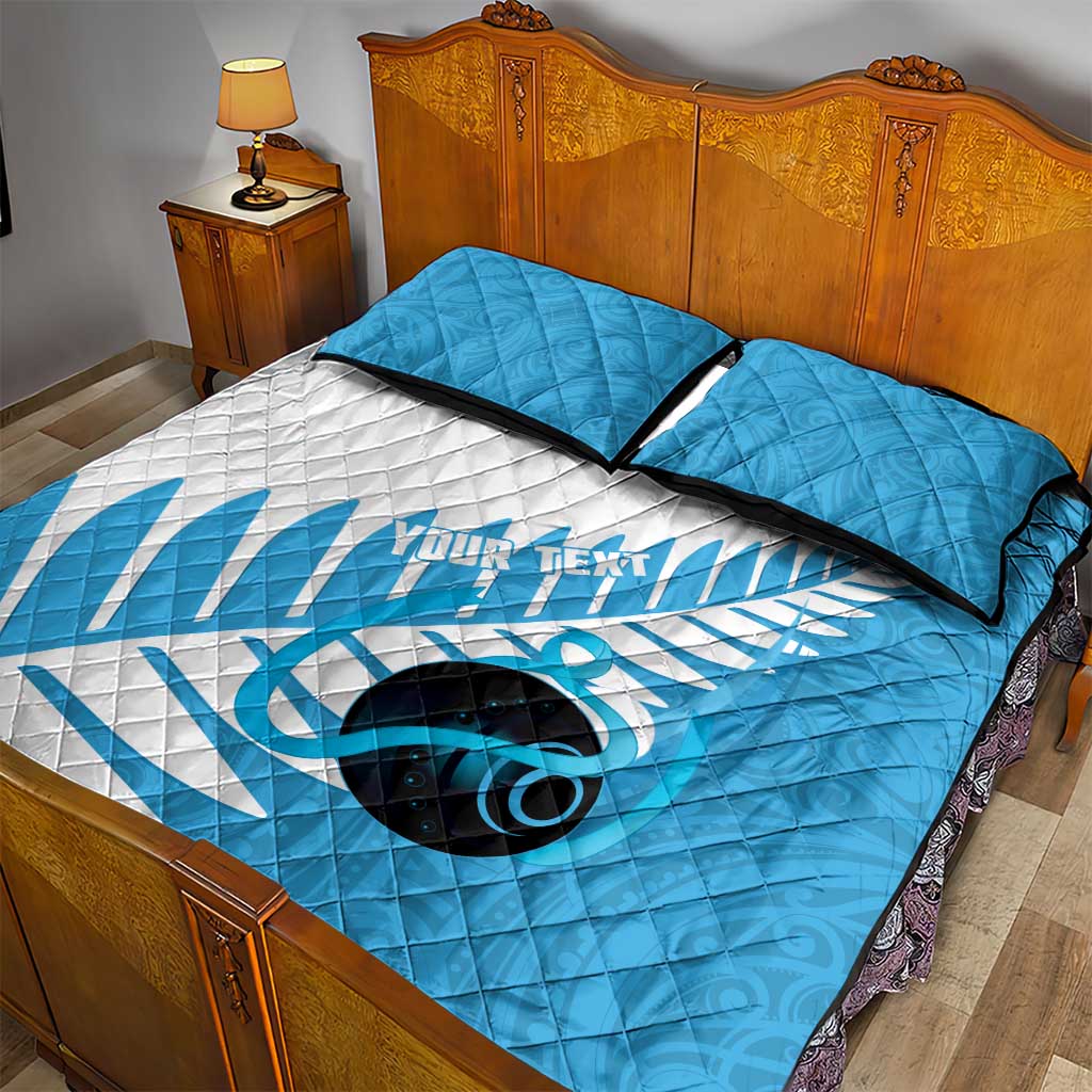 New Zealand Lawn Bowls Prostate Cancer Custom Quilt Bed Set Aotearoa Maori Silver Fern Blue Ribbon - Aussie Hoodie
