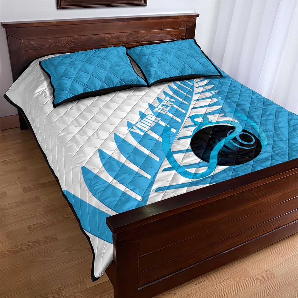 New Zealand Lawn Bowls Prostate Cancer Custom Quilt Bed Set Aotearoa Maori Silver Fern Blue Ribbon - Aussie Hoodie