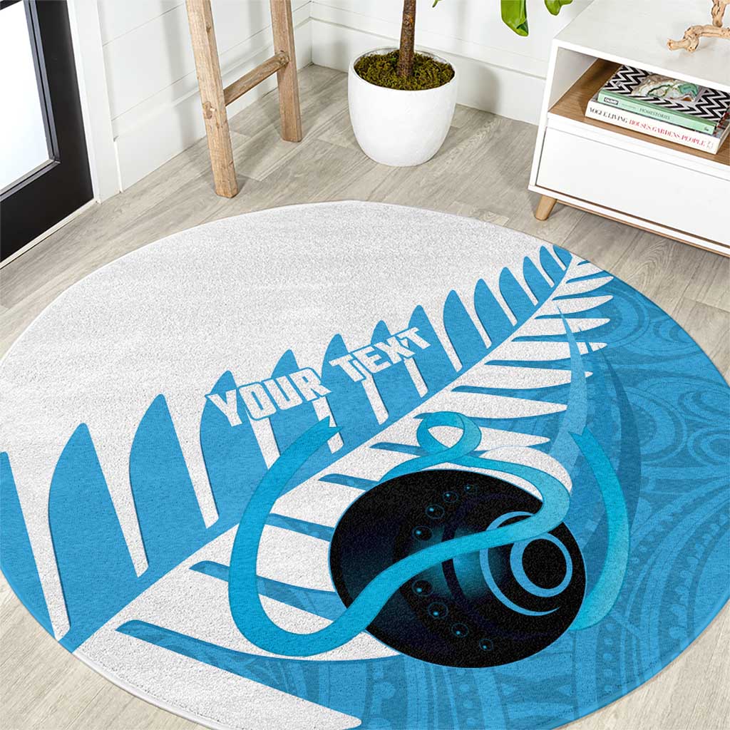 New Zealand Lawn Bowls Prostate Cancer Custom Round Carpet Aotearoa Maori Silver Fern Blue Ribbon - Aussie Hoodie