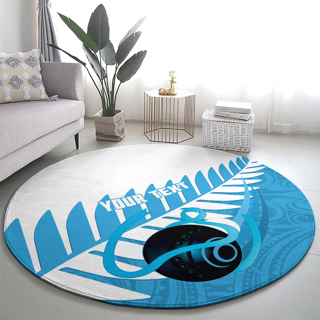 New Zealand Lawn Bowls Prostate Cancer Custom Round Carpet Aotearoa Maori Silver Fern Blue Ribbon - Aussie Hoodie