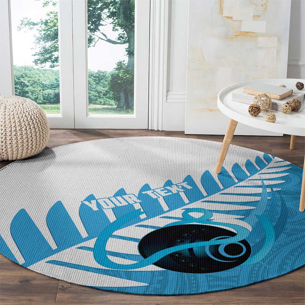 New Zealand Lawn Bowls Prostate Cancer Custom Round Carpet Aotearoa Maori Silver Fern Blue Ribbon - Aussie Hoodie
