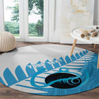 New Zealand Lawn Bowls Prostate Cancer Custom Round Carpet Aotearoa Maori Silver Fern Blue Ribbon - Aussie Hoodie